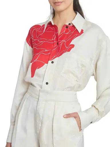 Victoria Beckham Women's Floral Satin Button-Front Shirt | Thumbnail 6 Victoria Beckham Women's Floral Satin Button-Front Shirt | Thumbnail 6