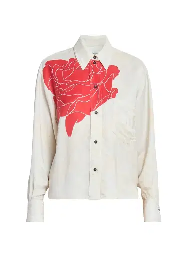 Victoria Beckham Women's Floral Satin Button-Front Shirt | Thumbnail 1 Victoria Beckham Women's Floral Satin Button-Front Shirt | Thumbnail 1