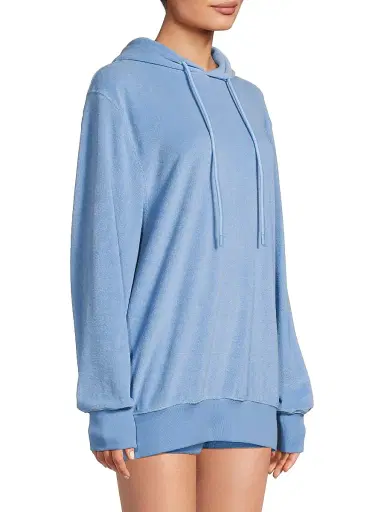 Hunza G Women's Resort Terry Cloth Hoodie - Cornflower | Thumbnail 4