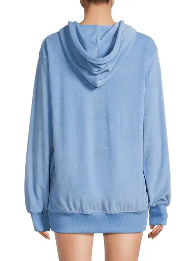 Hunza G Women's Resort Terry Cloth Hoodie - Cornflower | Thumbnail 5