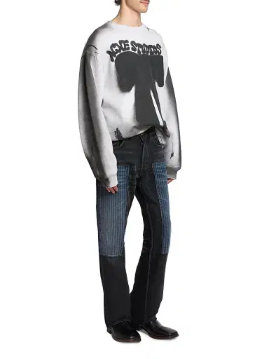 Acne Studios Men's Franziska Marker Bow Sweatshirt - Pale Grey Melange | Thumbnail 2