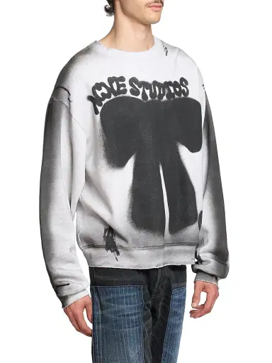Acne Studios Men's Franziska Marker Bow Sweatshirt - Pale Grey Melange | Thumbnail 4