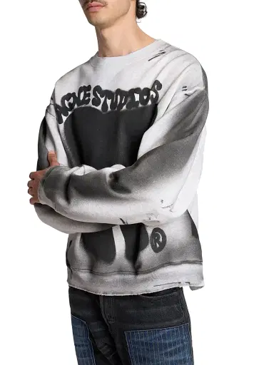 Acne Studios Men's Franziska Marker Bow Sweatshirt - Pale Grey Melange | Thumbnail 6