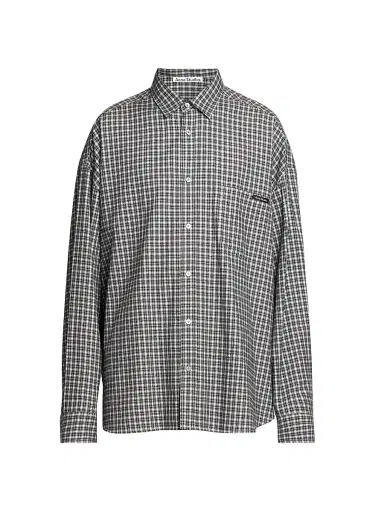 Acne Studios Men's Soffia Washed Flannel Check Shirt - Black White - Size 44 | Thumbnail 1 Acne Studios Men's Soffia Washed Flannel Check Shirt - Black White - Size 44 | Thumbnail 1