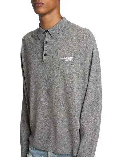 Acne Studios Men's Kluxey Yak-Wool Polo Shirt - Dark Grey - Size XL | Thumbnail 6