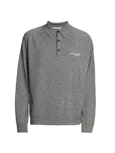 Acne Studios Men's Kluxey Yak-Wool Polo Shirt - Dark Grey - Size XL | Thumbnail 1