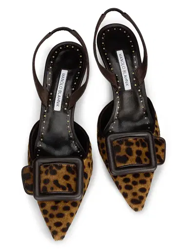 Manolo Blahnik Women's Mayslibi Calf Hair & Leather Slingback Pumps - Leopard | Thumbnail 4 Manolo Blahnik Women's Mayslibi Calf Hair & Leather Slingback Pumps - Leopard | Thumbnail 4