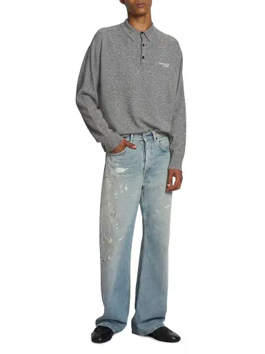 Acne Studios Men's Trafalgar Paint Splatter Straight-Leg Jeans - Light Blue - Size 34 | Thumbnail 2 Acne Studios Men's Trafalgar Paint Splatter Straight-Leg Jeans - Light Blue - Size 34 | Thumbnail 2
