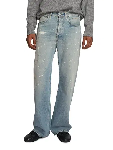 Acne Studios Men's Trafalgar Paint Splatter Straight-Leg Jeans - Light Blue - Size 34 | Thumbnail 3 Acne Studios Men's Trafalgar Paint Splatter Straight-Leg Jeans - Light Blue - Size 34 | Thumbnail 3