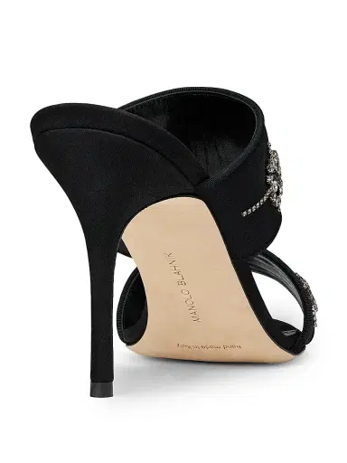 Manolo Blahnik Women's Ralota Crystal-Embellished Silk Sandals - Black | Thumbnail 3 Manolo Blahnik Women's Ralota Crystal-Embellished Silk Sandals - Black | Thumbnail 3
