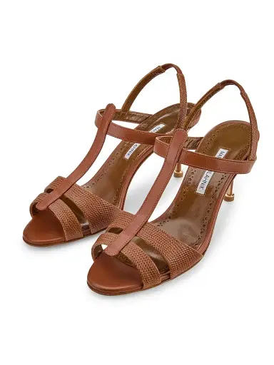Manolo Blahnik Women's Retauxlo Leather Stiletto Sandals - Medium Brown | Thumbnail 2