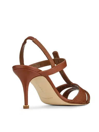 Manolo Blahnik Women's Retauxlo Leather Stiletto Sandals - Medium Brown | Thumbnail 3