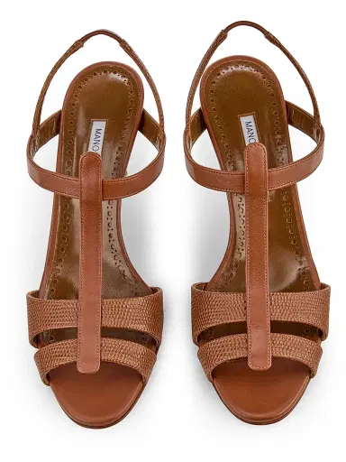 Manolo Blahnik Women's Retauxlo Leather Stiletto Sandals - Medium Brown | Thumbnail 4