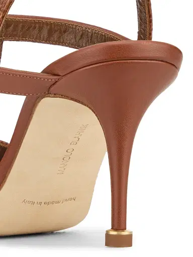 Manolo Blahnik Women's Retauxlo Leather Stiletto Sandals - Medium Brown | Thumbnail 5