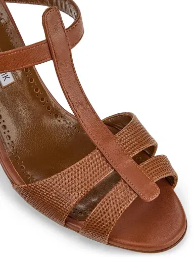 Manolo Blahnik Women's Retauxlo Leather Stiletto Sandals - Medium Brown | Thumbnail 6