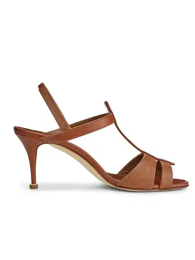 Manolo Blahnik Women's Retauxlo Leather Stiletto Sandals - Medium Brown | Thumbnail 1