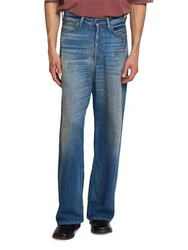 Acne Studios Men's Trafalgar Paint Splatter Straight-Leg Jeans - Mid Blue - Size XXL | Thumbnail 3 Acne Studios Men's Trafalgar Paint Splatter Straight-Leg Jeans - Mid Blue - Size XXL | Thumbnail 3