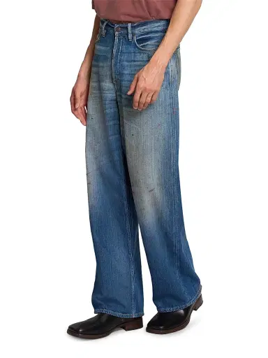 Acne Studios Men's Trafalgar Paint Splatter Straight-Leg Jeans - Mid Blue - Size XXL | Thumbnail 4 Acne Studios Men's Trafalgar Paint Splatter Straight-Leg Jeans - Mid Blue - Size XXL | Thumbnail 4