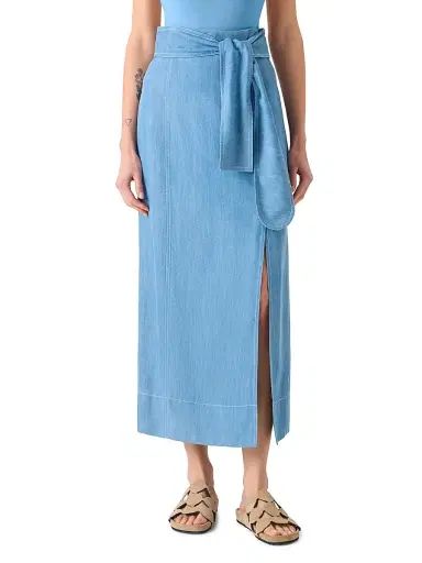 Akris punto Women's Wrap-Style Denim Midi-Skirt | Thumbnail 2 Akris punto Women's Wrap-Style Denim Midi-Skirt | Thumbnail 2