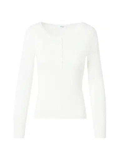 Akris punto Women's Cotton Rib-Knit Scoopneck Henley Sweater - Cream - Size 6 | Thumbnail 1 Akris punto Women's Cotton Rib-Knit Scoopneck Henley Sweater - Cream - Size 6 | Thumbnail 1