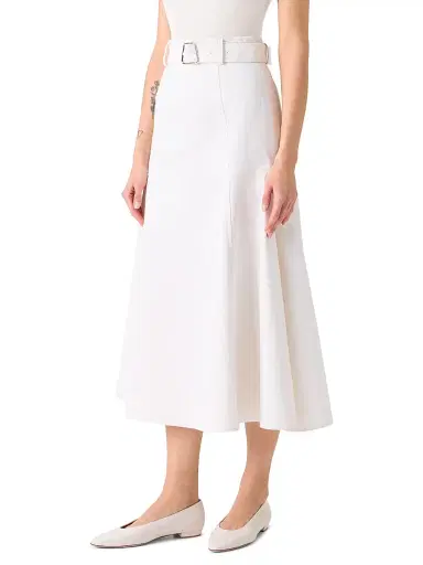 Akris Women's Belted Denim A-Line Midi-Skirt - Ecru - Size 8 | Thumbnail 3 Akris Women's Belted Denim A-Line Midi-Skirt - Ecru - Size 8 | Thumbnail 3