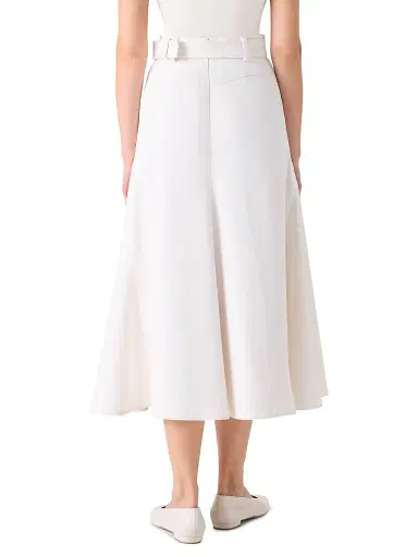 Akris Women's Belted Denim A-Line Midi-Skirt - Ecru - Size 8 | Thumbnail 4 Akris Women's Belted Denim A-Line Midi-Skirt - Ecru - Size 8 | Thumbnail 4