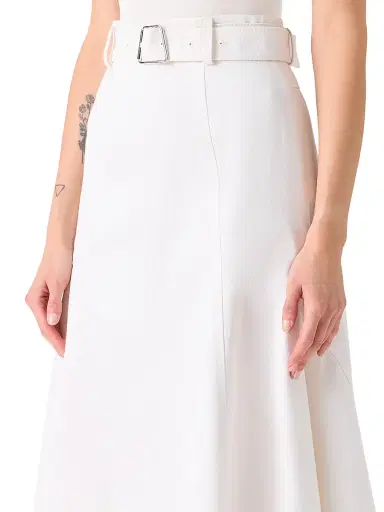 Akris Women's Belted Denim A-Line Midi-Skirt - Ecru - Size 8 | Thumbnail 5 Akris Women's Belted Denim A-Line Midi-Skirt - Ecru - Size 8 | Thumbnail 5
