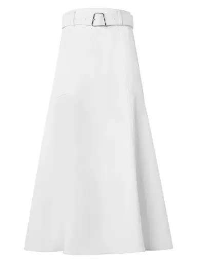 Akris Women's Belted Denim A-Line Midi-Skirt - Ecru - Size 8 | Thumbnail 1 Akris Women's Belted Denim A-Line Midi-Skirt - Ecru - Size 8 | Thumbnail 1