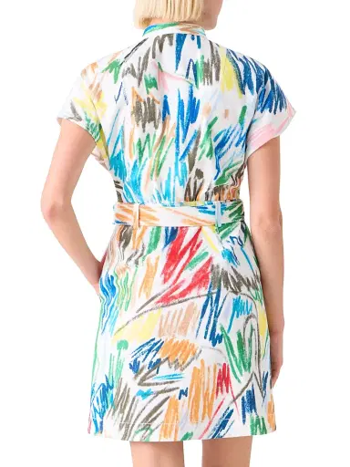 Akris punto Women's Abstract Stretch-Denim Belted Minidress | Thumbnail 4