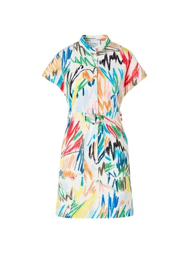 Akris punto Women's Abstract Stretch-Denim Belted Minidress | Thumbnail 1