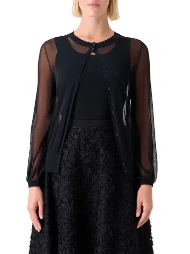 Akris punto Women's Sheer Blouson-Sleeve Cardigan | Thumbnail 3 Akris punto Women's Sheer Blouson-Sleeve Cardigan | Thumbnail 3
