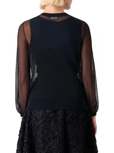 Akris punto Women's Sheer Blouson-Sleeve Cardigan | Thumbnail 5 Akris punto Women's Sheer Blouson-Sleeve Cardigan | Thumbnail 5