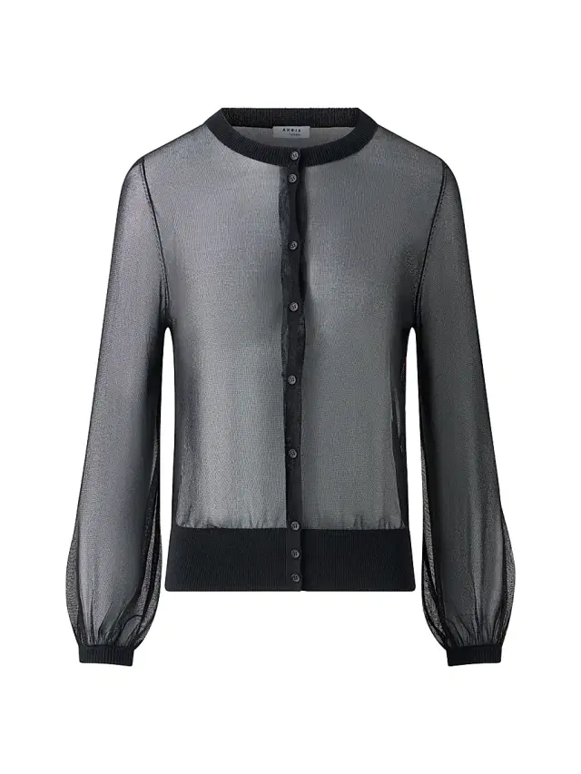 Akris punto Women's Sheer Blouson-Sleeve Cardigan - Black