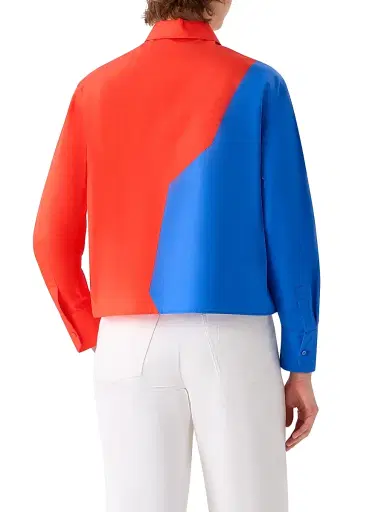 Akris Women's Colorblocked Cotton Boxy Fit Crop Shirt | Thumbnail 5 Akris Women's Colorblocked Cotton Boxy Fit Crop Shirt | Thumbnail 5