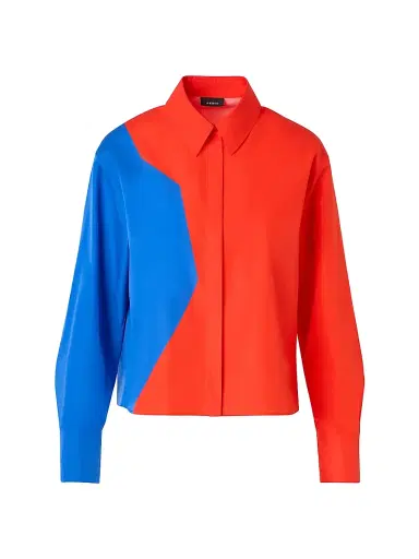 Akris Women's Colorblocked Cotton Boxy Fit Crop Shirt | Thumbnail 1 Akris Women's Colorblocked Cotton Boxy Fit Crop Shirt | Thumbnail 1
