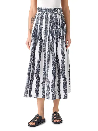 Akris punto Women's Scribble Print Cotton Pleated Midi-Skirt - Cream Black | Thumbnail 2