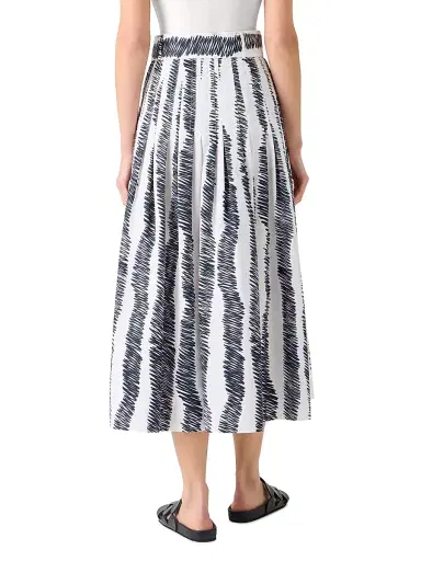 Akris punto Women's Scribble Print Cotton Pleated Midi-Skirt - Cream Black | Thumbnail 4