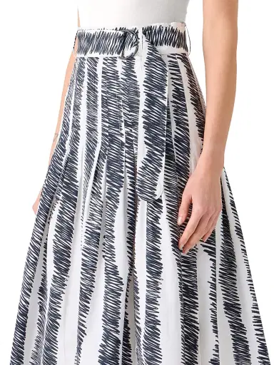 Akris punto Women's Scribble Print Cotton Pleated Midi-Skirt - Cream Black | Thumbnail 5