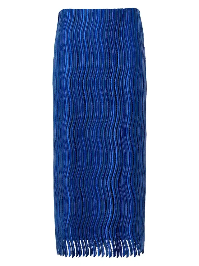 Akris Women's Wave Guipure Lace Pencil Midi-Skirt - Lapis Blue
