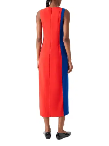 Akris Women's Colorblocked Wool Midi-Dress - Vermillion Lapis Blue - Size 14 | Thumbnail 4