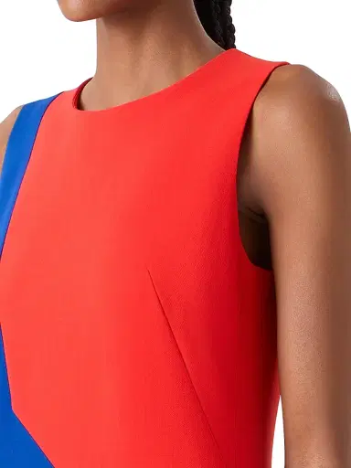 Akris Women's Colorblocked Wool Midi-Dress - Vermillion Lapis Blue - Size 14 | Thumbnail 5