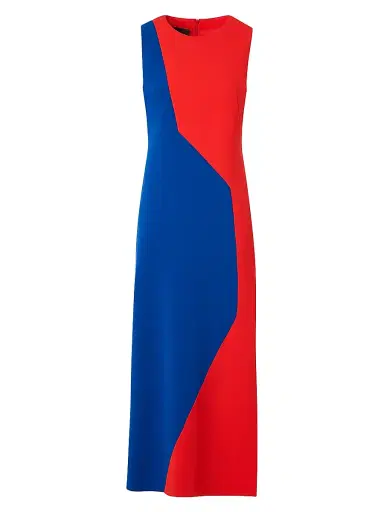 Akris Women's Colorblocked Wool Midi-Dress - Vermillion Lapis Blue - Size 14 | Thumbnail 1