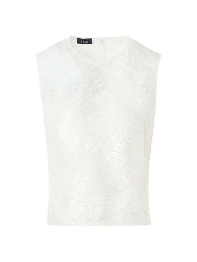 Akris Women's Lacquered Fan Lace Top - Ecru
