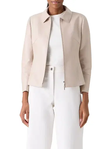Akris Women's Hecate Leather Jacket - Greige - Size 2 | Thumbnail 2 Akris Women's Hecate Leather Jacket - Greige - Size 2 | Thumbnail 2