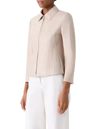 Akris Women's Hecate Leather Jacket - Greige - Size 2 | Thumbnail 3 Akris Women's Hecate Leather Jacket - Greige - Size 2 | Thumbnail 3