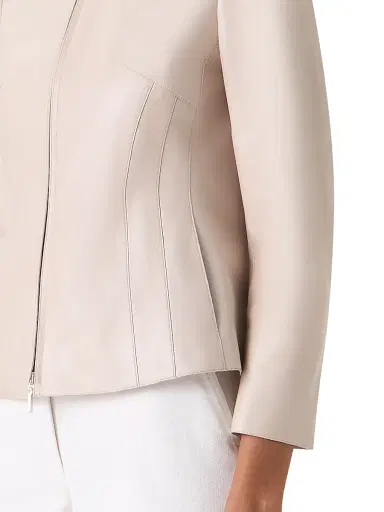 Akris Women's Hecate Leather Jacket - Greige - Size 2 | Thumbnail 6 Akris Women's Hecate Leather Jacket - Greige - Size 2 | Thumbnail 6