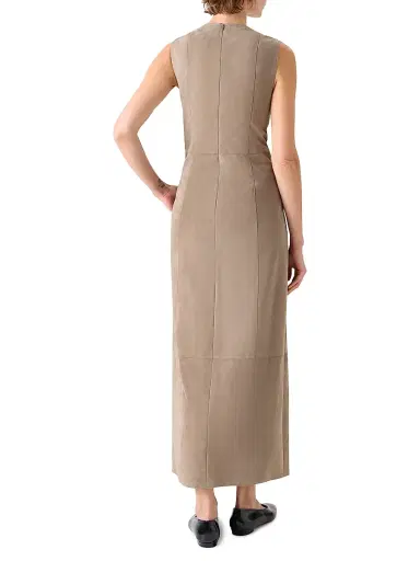 Akris Women's Suede Sleeveless Midi-Dress - Taupe - Size 12 | Thumbnail 4