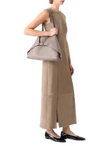 Akris Women's Suede Sleeveless Midi-Dress - Taupe - Size 12 | Thumbnail 6