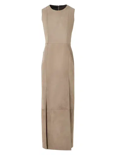 Akris Women's Suede Sleeveless Midi-Dress - Taupe - Size 12 | Thumbnail 1