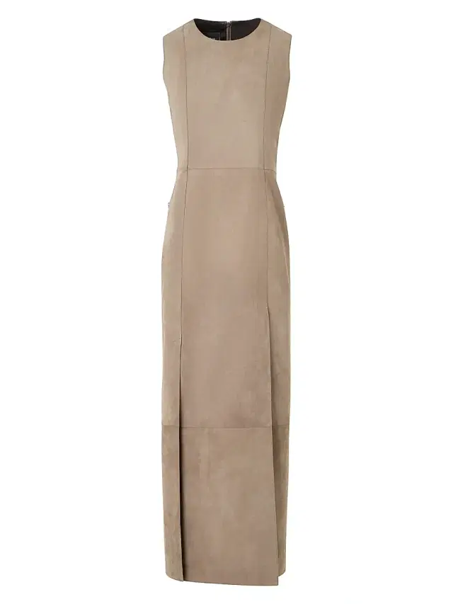 Akris Women's Suede Sleeveless Midi-Dress - Taupe